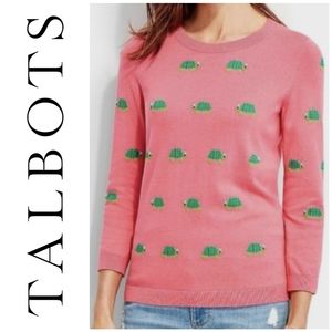 Talbot's Pink Turtle Sweater, 3/4 Length Sleeve, Size M Petite